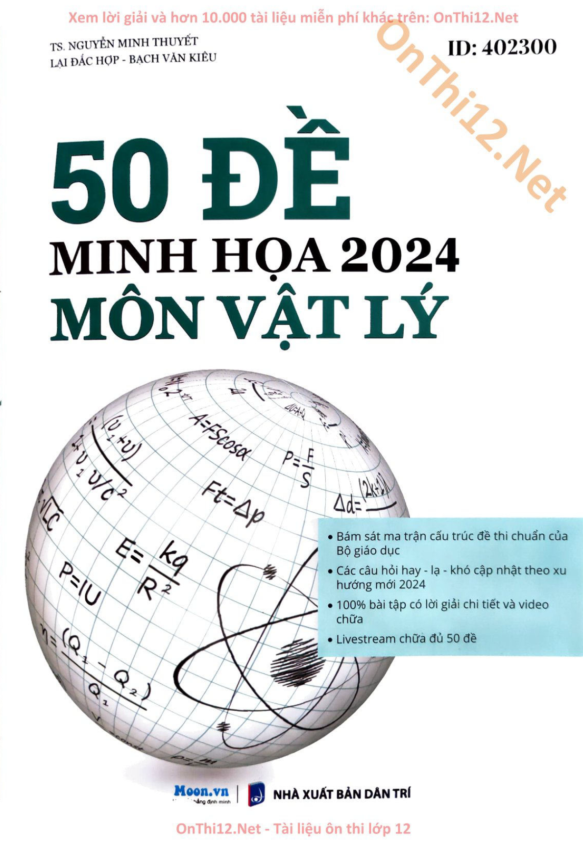 bìa sách 50 đề minh hoạ vật lý 2024